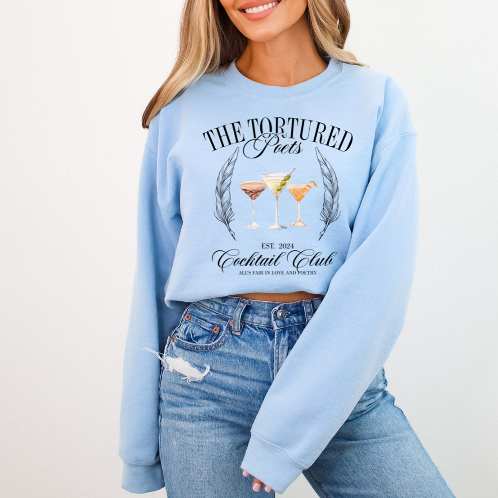 Tortured Poets Department Cocktail Club Crewneck Sweatshirt (Multiple Colors)