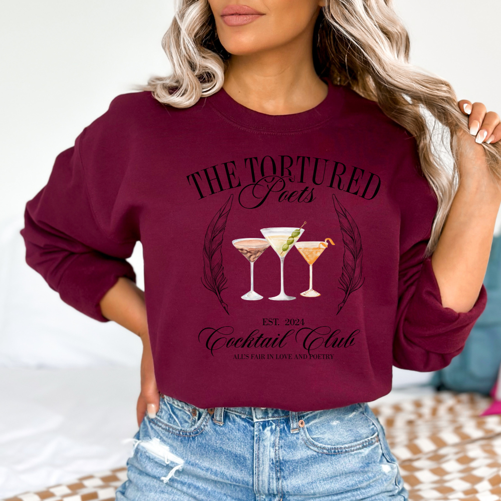 Tortured Poets Department Cocktail Club Crewneck Sweatshirt (Multiple Colors)