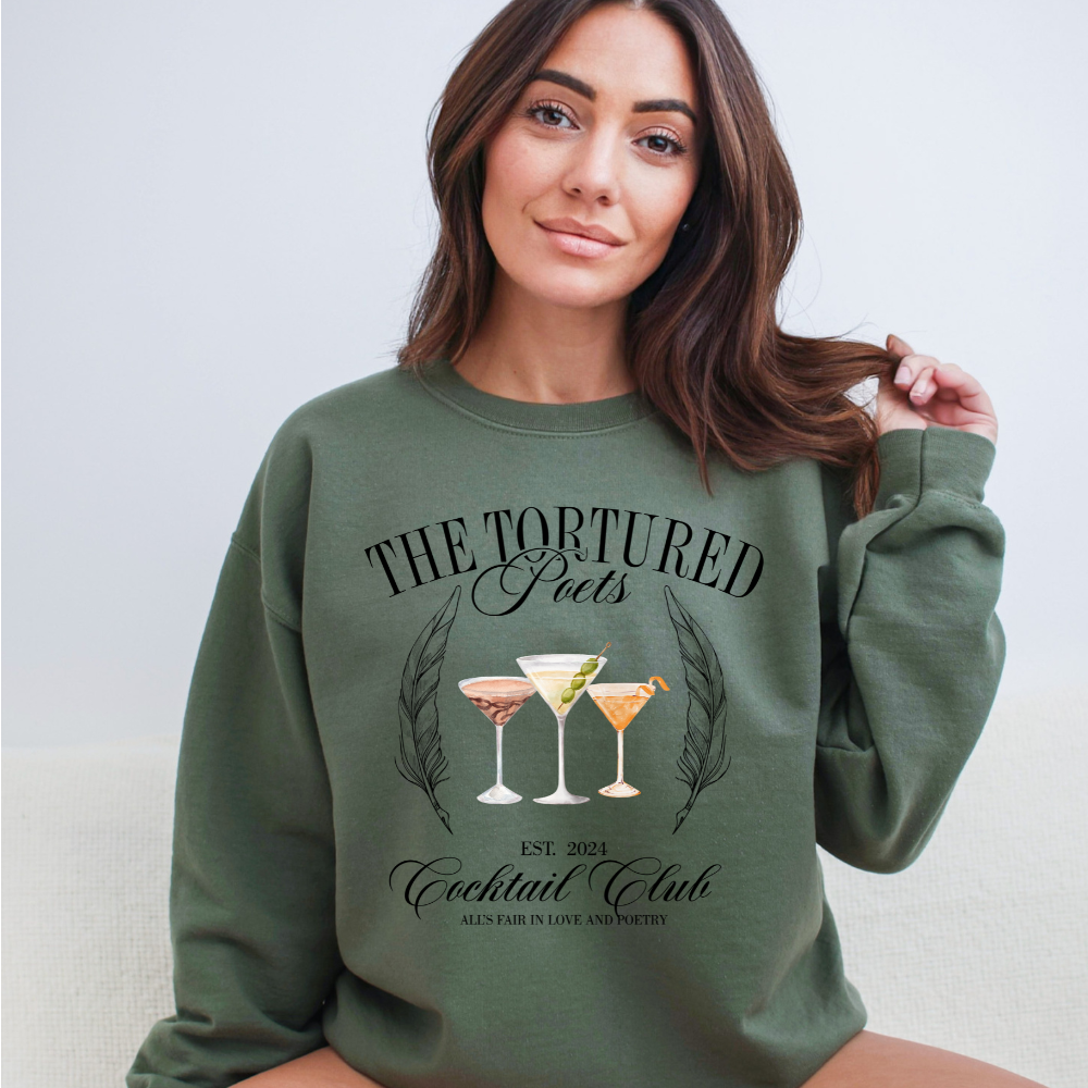 Tortured Poets Department Cocktail Club Crewneck Sweatshirt (Multiple Colors)