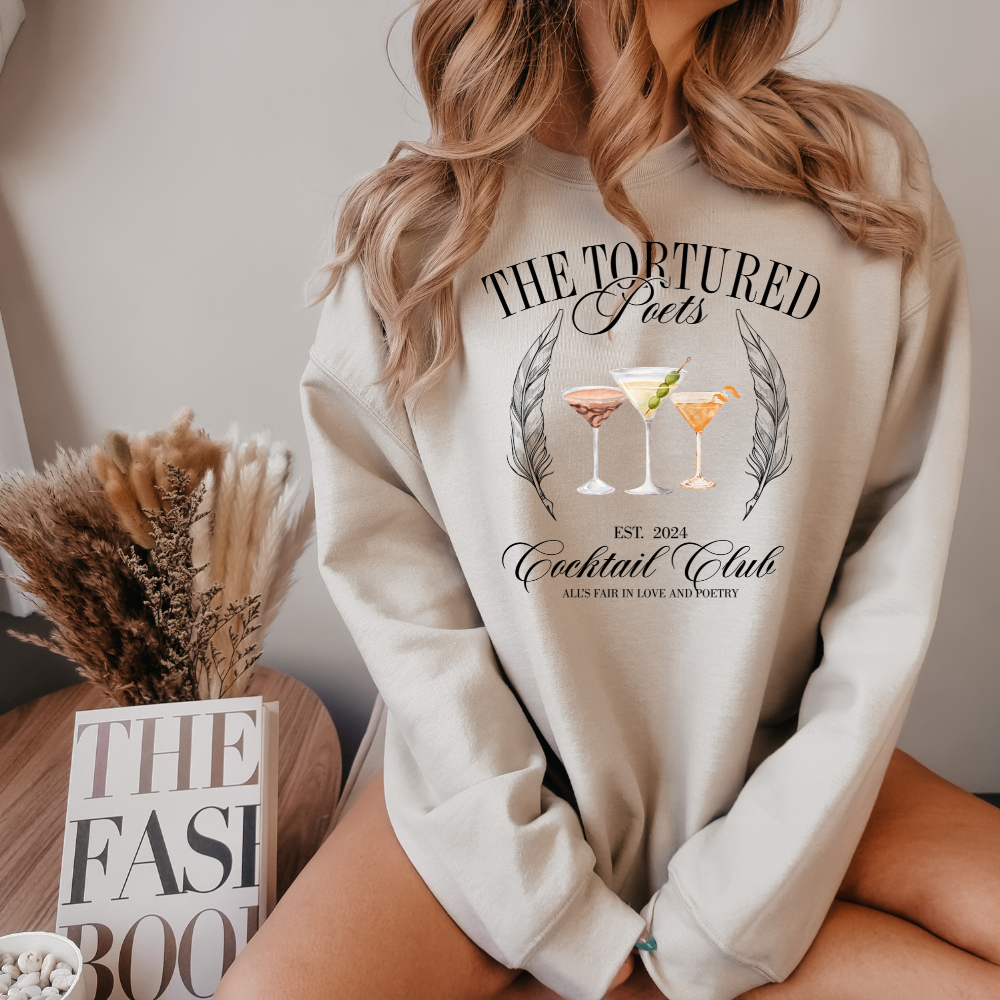 Tortured Poets Department Cocktail Club Crewneck Sweatshirt (Multiple Colors)