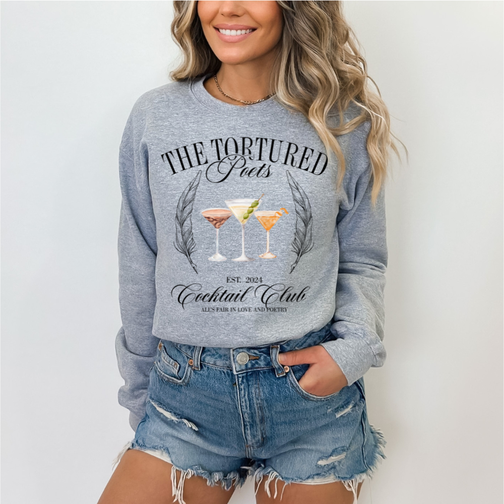 Tortured Poets Department Cocktail Club Crewneck Sweatshirt (Multiple Colors)