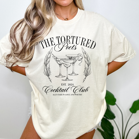 Tortured Poets Department Cocktail Club (Black) Comfort Colors T-Shirt (Multiple Colors)