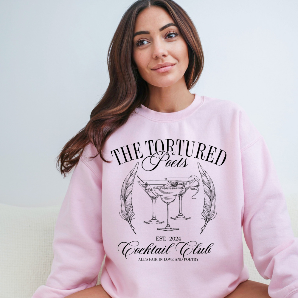 Tortured Poets Department Cocktail Club BW Crewneck Sweatshirt (Multiple Colors)