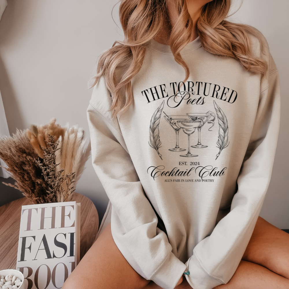 Tortured Poets Department Cocktail Club BW Crewneck Sweatshirt (Multiple Colors)