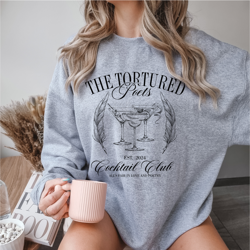 Tortured Poets Department Cocktail Club BW Crewneck Sweatshirt (Multiple Colors)