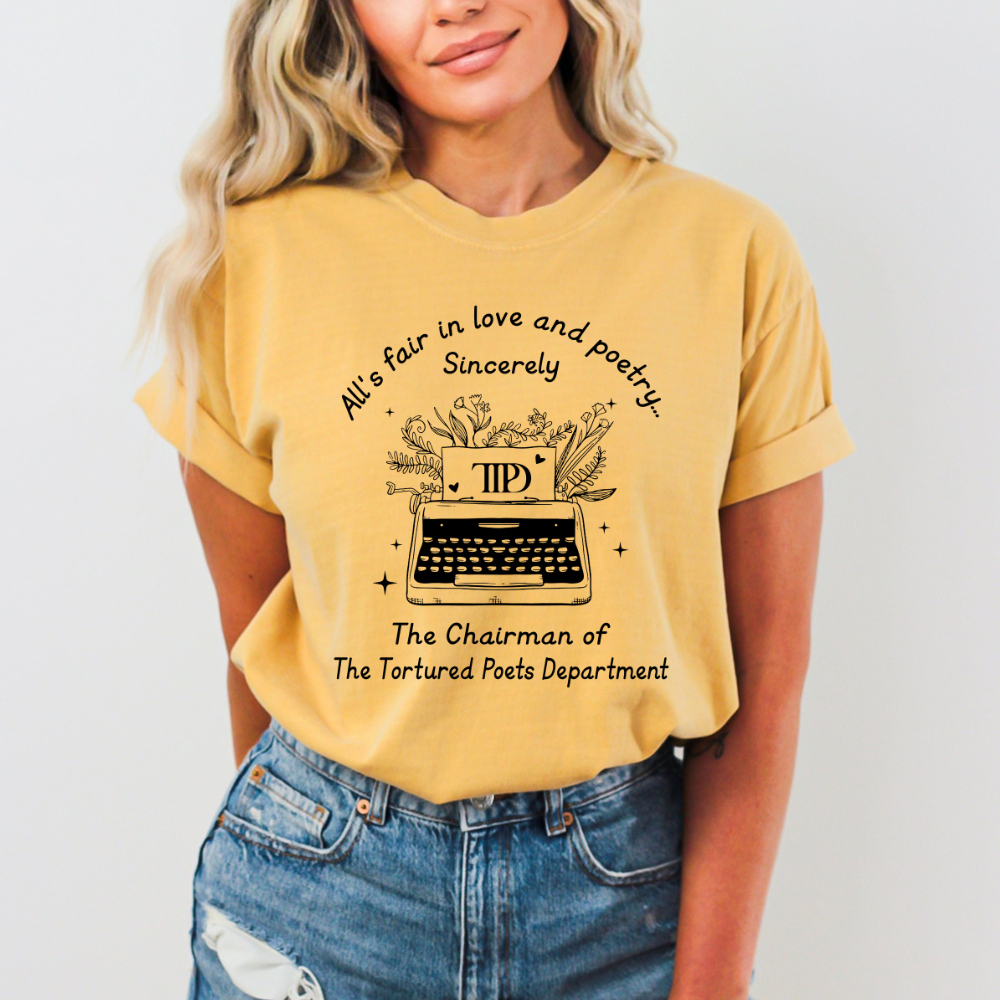 All's Fair in Love and Poetry TTPD Typewriter Comfort Colors T-Shirt (Multiple Colors)