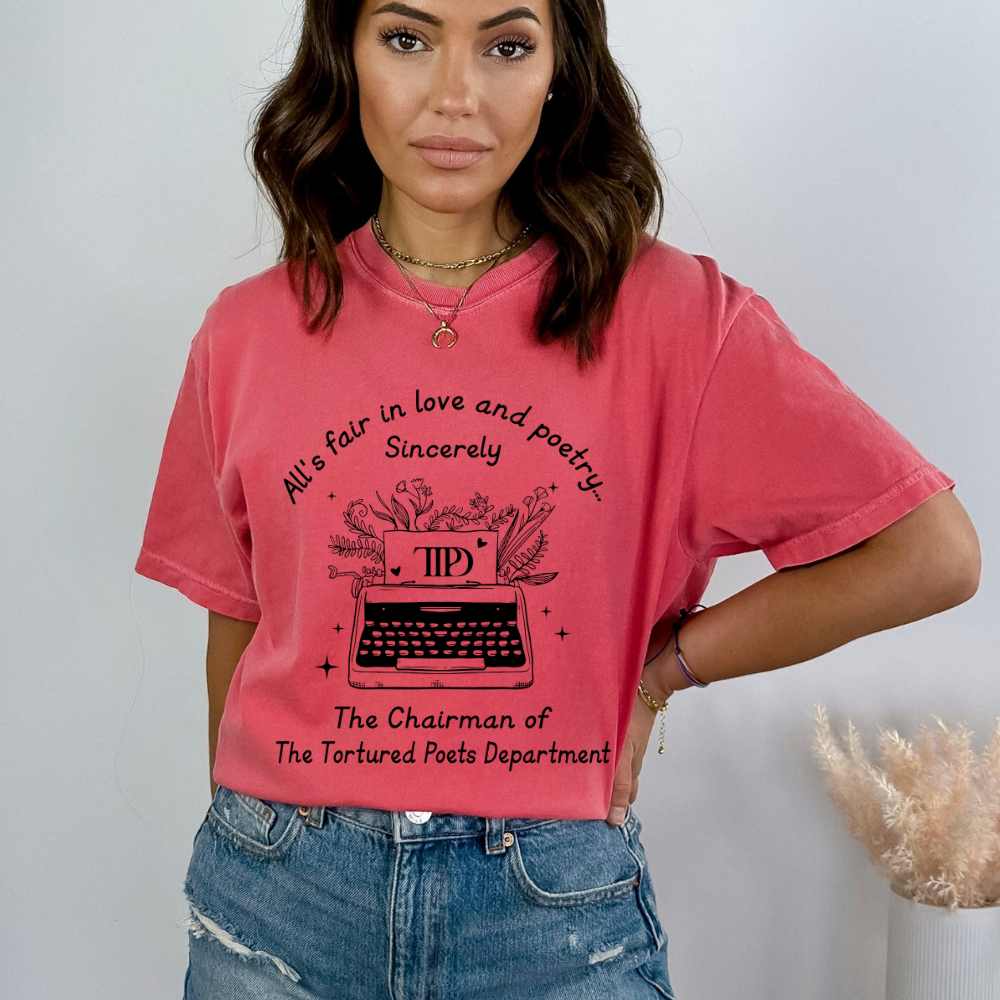 All's Fair in Love and Poetry TTPD Typewriter Comfort Colors T-Shirt (Multiple Colors)