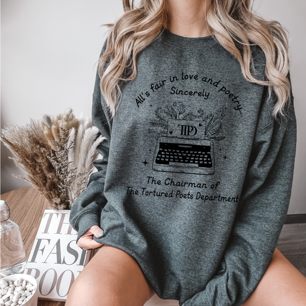 All's Fair in Love and Poetry TTPD Typewriter Crewneck Sweatshirt (Multiple Colors)