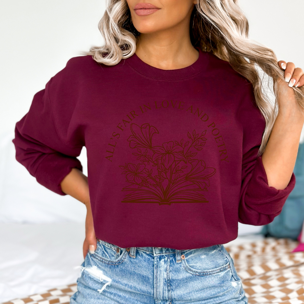 All's Fair in Love and Poetry Crewneck Sweatshirt (Multiple Colors)