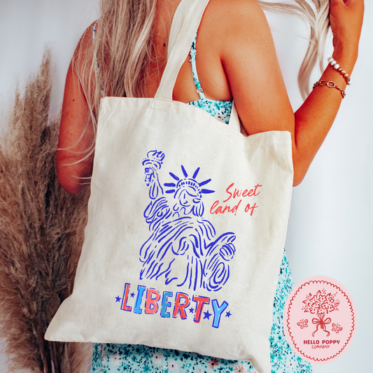 Sweet Land of Liberty 4th of July Coquette Canvas Tote Bag